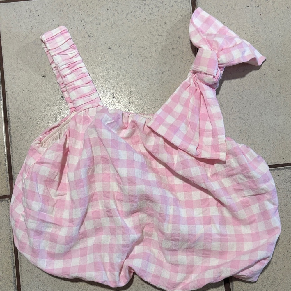 Zara Pink and White Gingham Dress with Bow